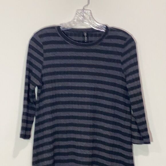 Black & Gray Striped Top By Final Touch. Size Small. - Picture 2 of 5